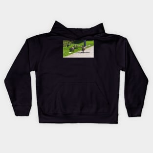 Canada Goose Watching Its Goslings Kids Hoodie